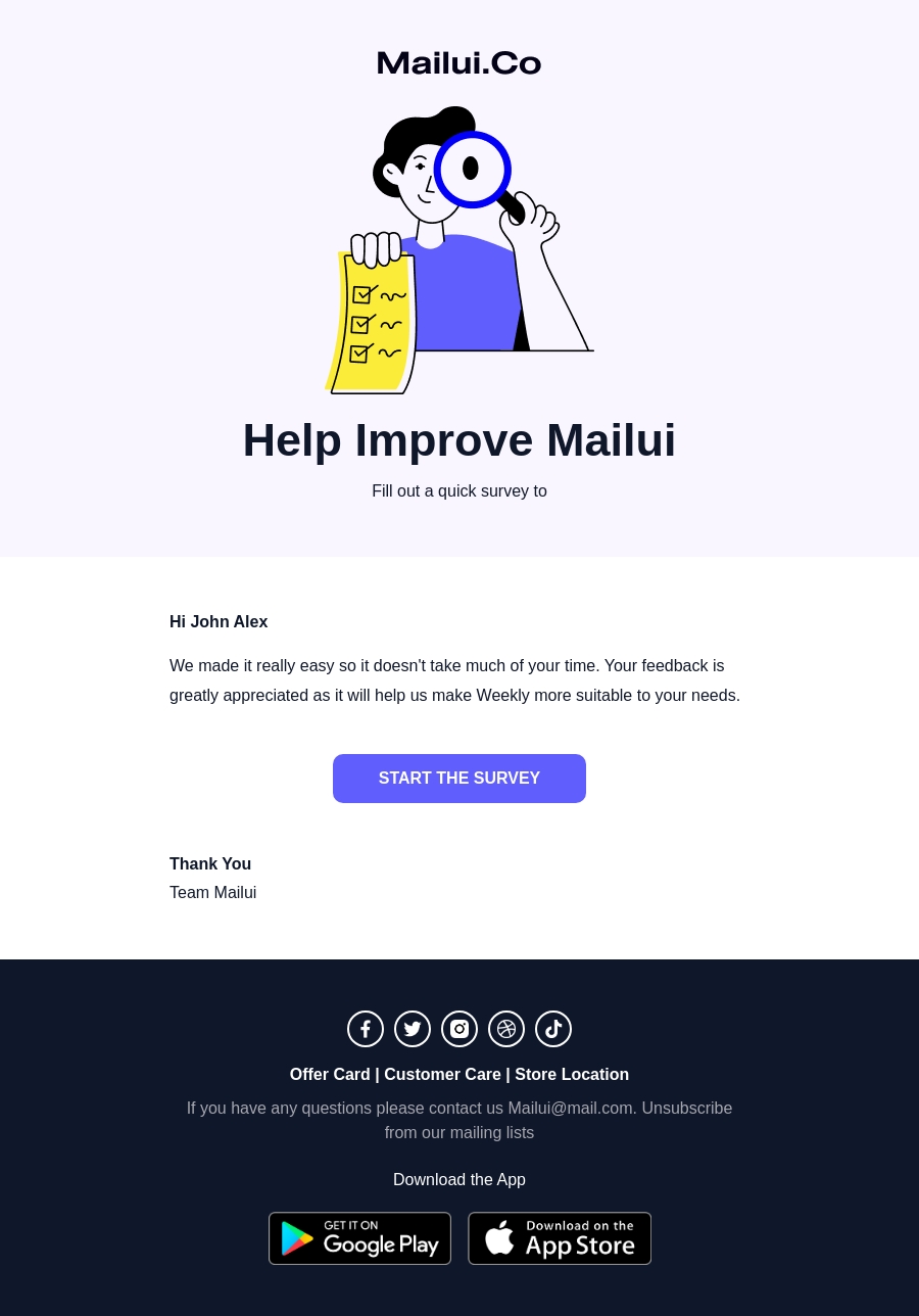 Free survey invitation email template