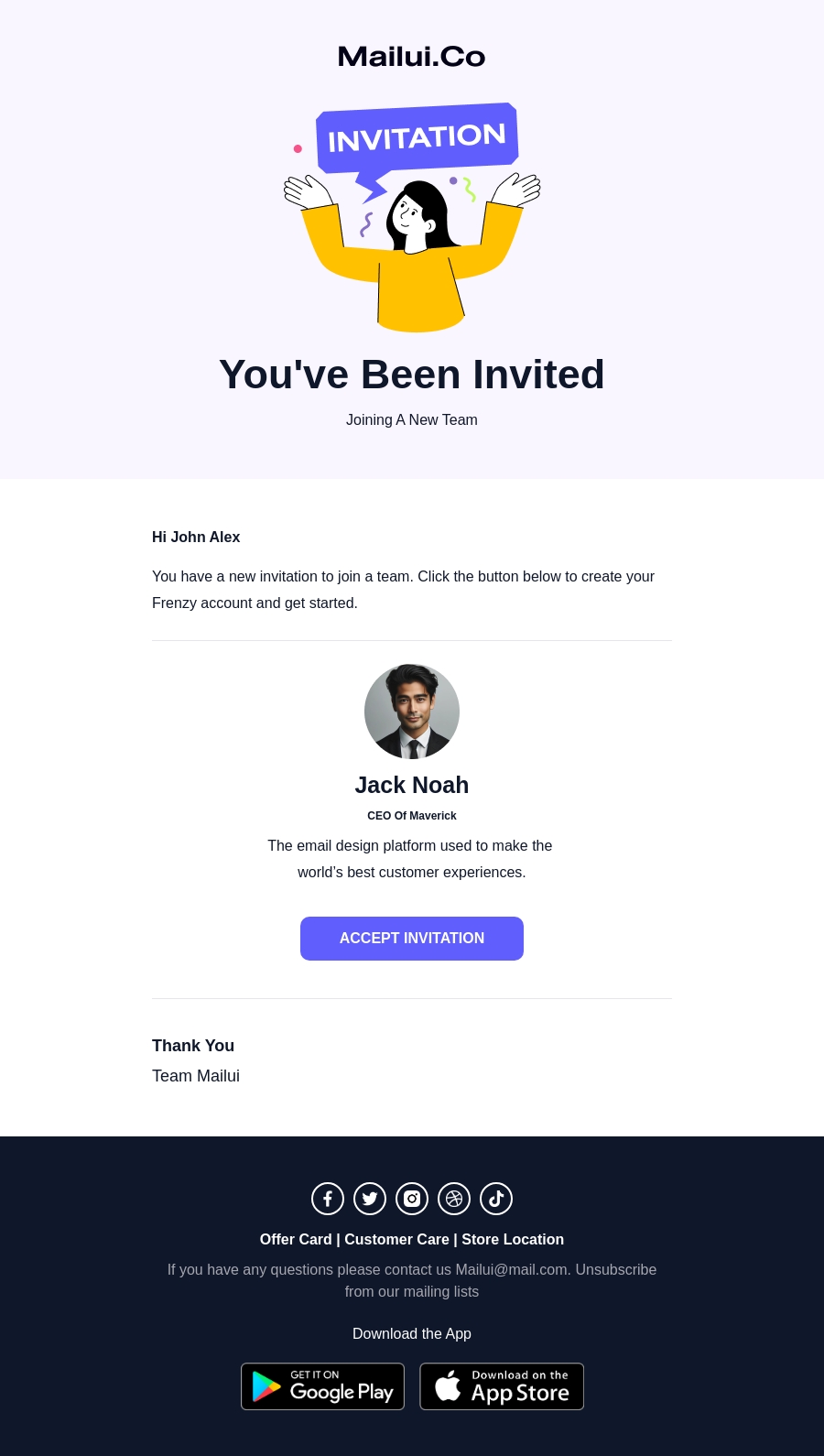 Free invitation HTML email template