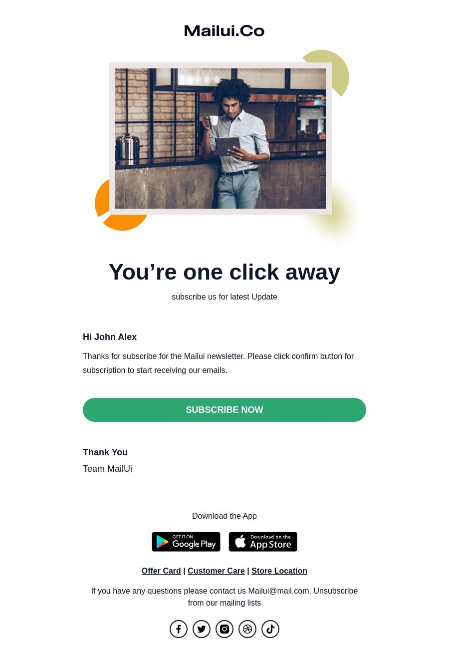 Message Subscribe notification email template