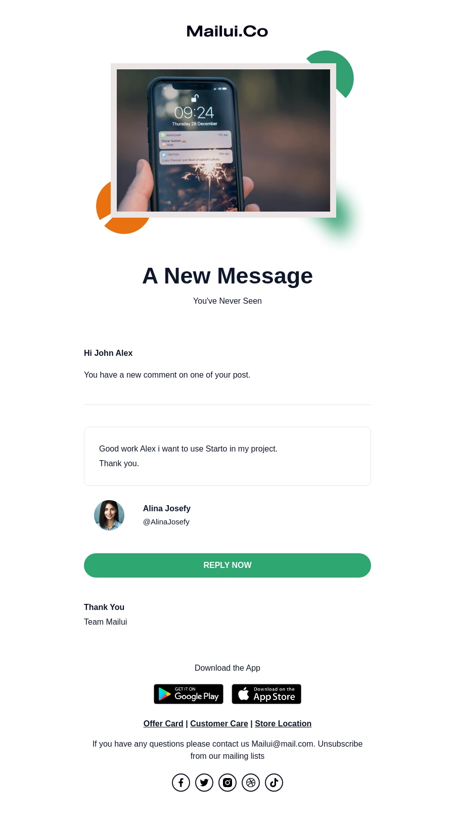 A New Message Alert notification free HTML templates