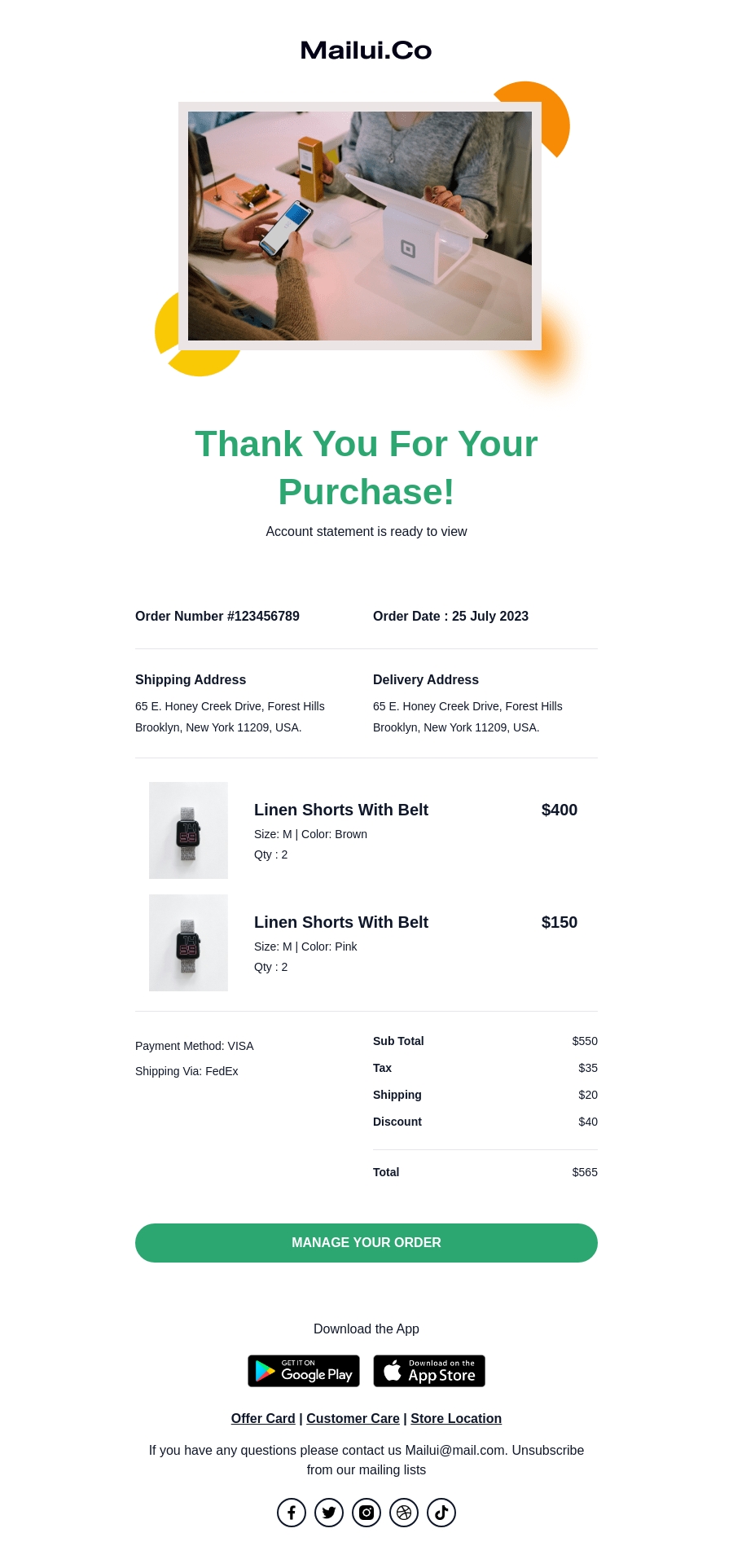 Free html email invoice template